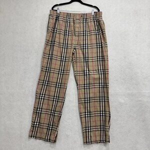 Burberry Pants Mens 2XL Beige Nova Check Plaid Lounge Pajama 100% Cotton Pockets